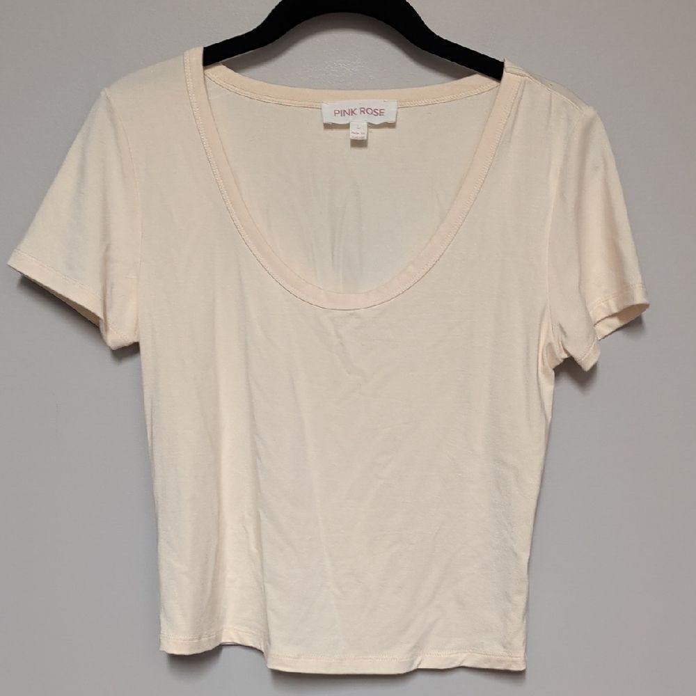 Pink Rose Soft Cream Short Sleeve Tee